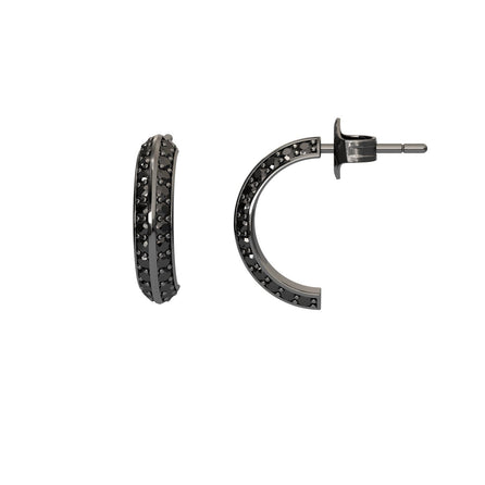 Black Diamond Huggie Hoop Earrings - Mirabel