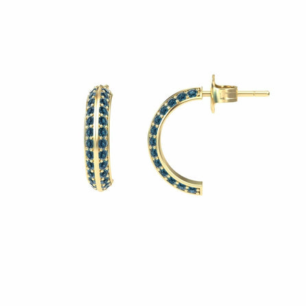 Blue & White Diamond Huggie Earrings - Mirabel
