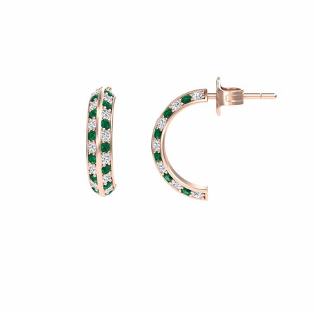 Emerald & Diamond Huggie Hoop Earrings - Mirabel