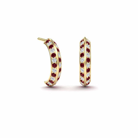 Ruby & Diamond Huggie Hoop Earrings - Mirabel