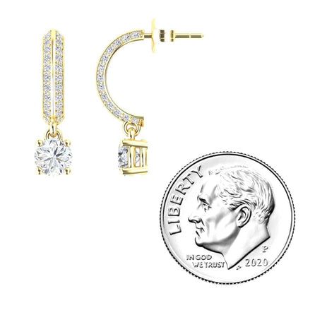 Diamond Pave Drop Hoop Earrings - Serena