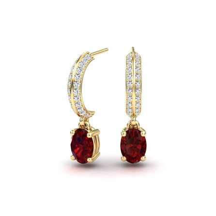 Ruby & Diamond Huggie Drop Earrings - Serena