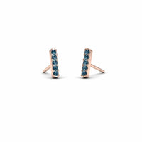 Blue Diamond Vertical Bar Stud Earrings - Talia