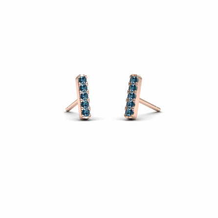 Blue Diamond Vertical Bar Stud Earrings - Talia