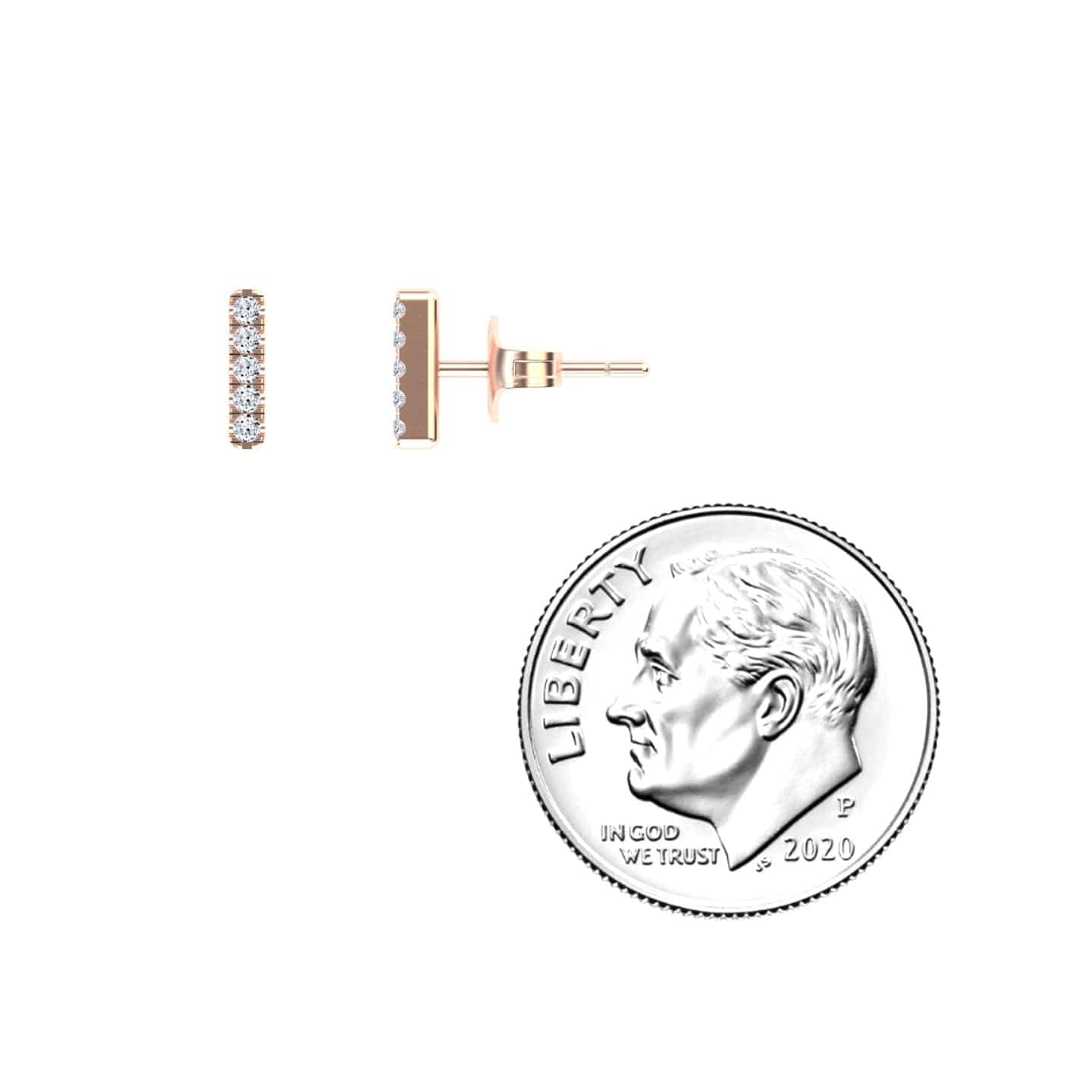 White Diamond Vertical Bar Stud Earrings - Talia
