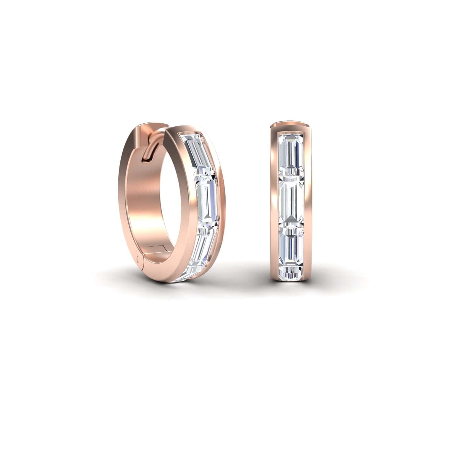 Diamond Channel-Set Baguette Hoop Earrings - Vera