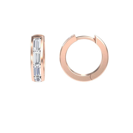 Diamond Channel-Set Baguette Hoop Earrings - Vera