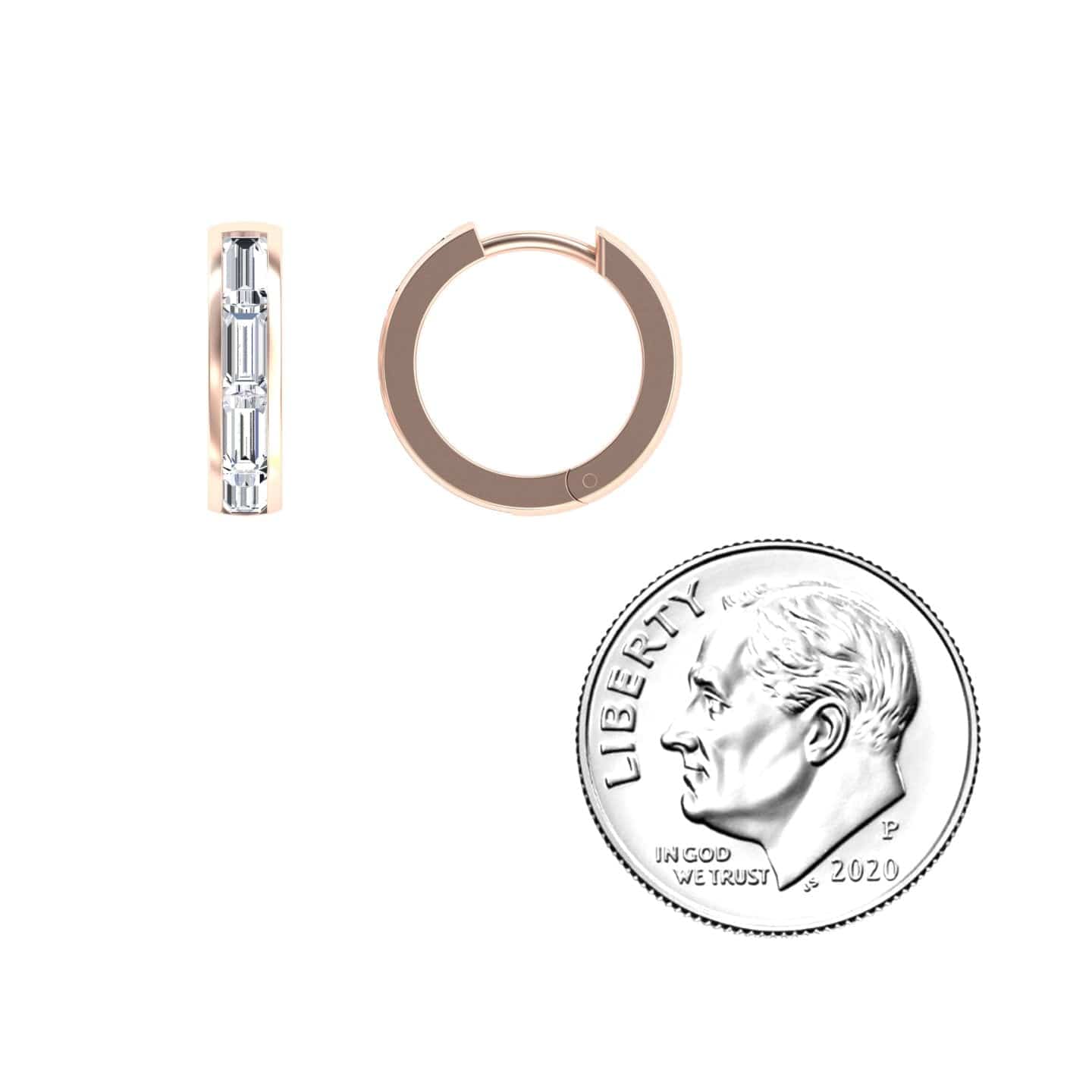 Diamond Channel-Set Baguette Hoop Earrings - Vera