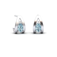 Aquamarine Huggie Earrings - Yamini