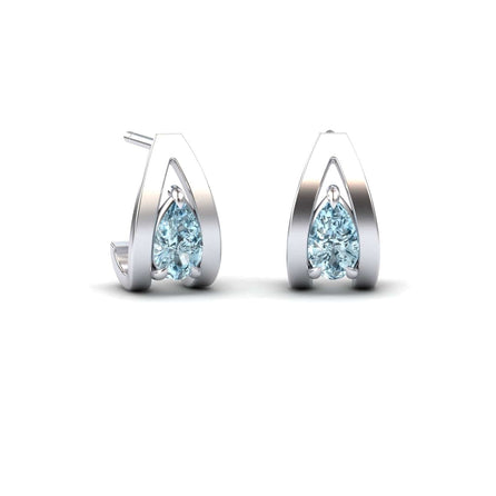 Aquamarine Huggie Earrings - Yamini
