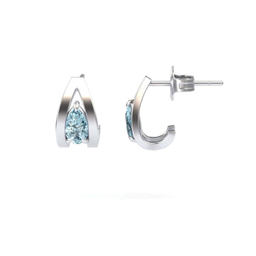 Aquamarine Huggie Earrings - Yamini