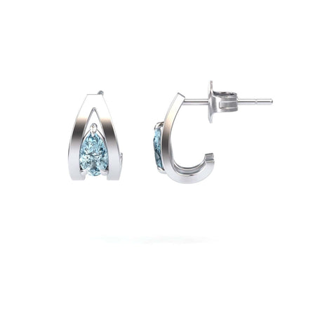 Aquamarine Huggie Earrings - Yamini