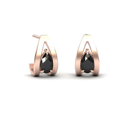 Black Diamond Huggie Earrings - Yamini