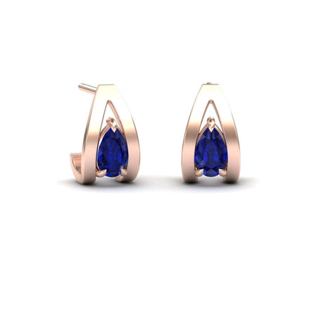 Blue Sapphire Huggie Earrings - Yamini