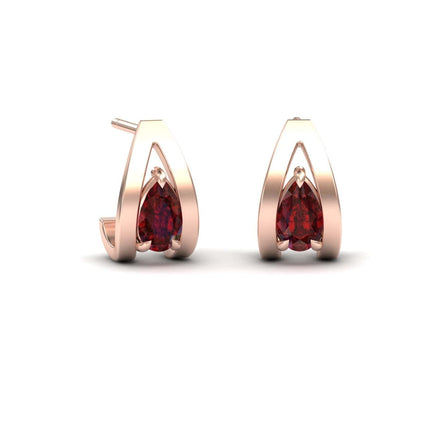 Garnet Huggie Earrings - Yamini