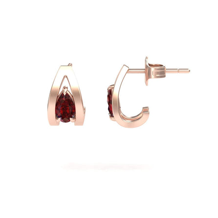 Garnet Huggie Earrings - Yamini