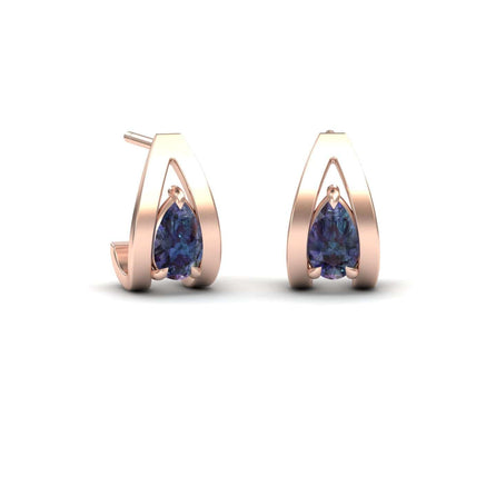 Lab Grown Alexandrite Huggie Earrings - Yamini
