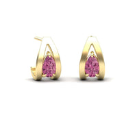 Pink Tourmaline Huggie Earrings - Yamini
