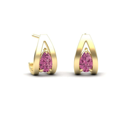 Pink Tourmaline Huggie Earrings - Yamini