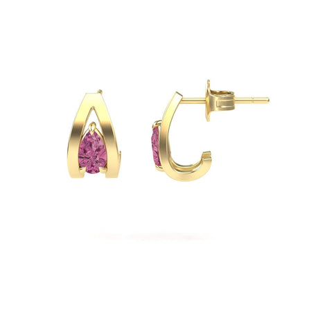 Pink Tourmaline Huggie Earrings - Yamini