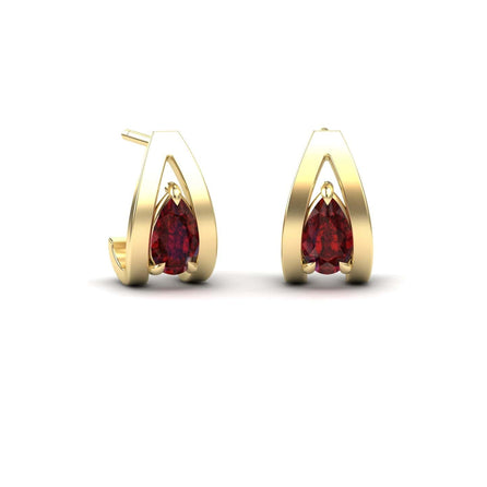 Ruby Huggie Earrings - Yamini