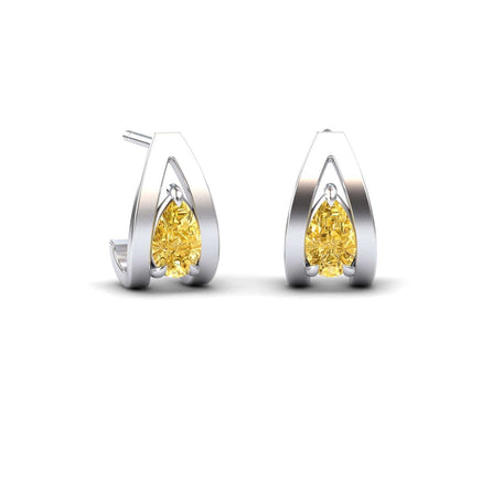 Yellow Sapphire Huggie Earrings - Yamini