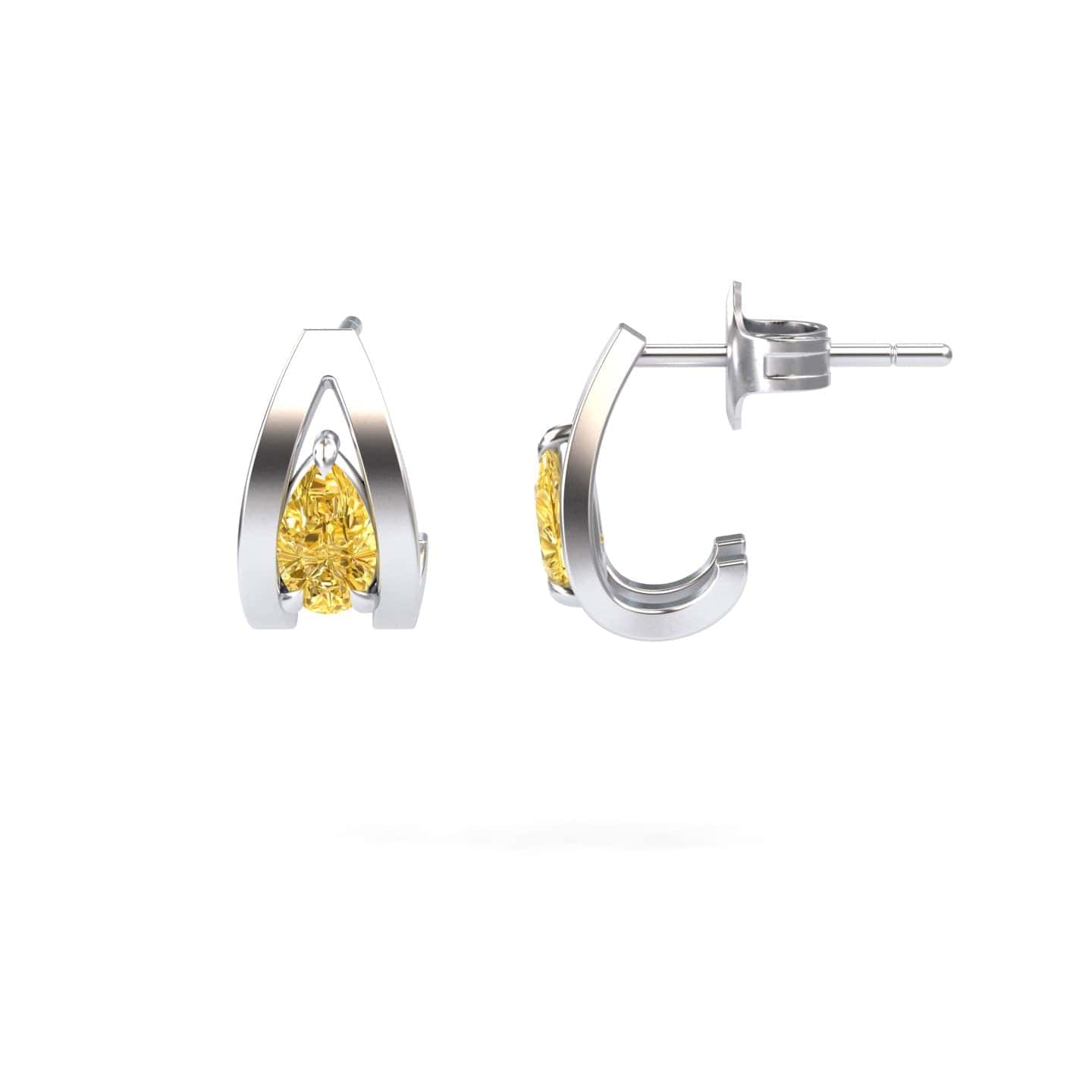 Yellow Sapphire Huggie Earrings - Yamini