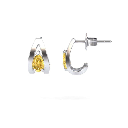 Yellow Sapphire Huggie Earrings - Yamini