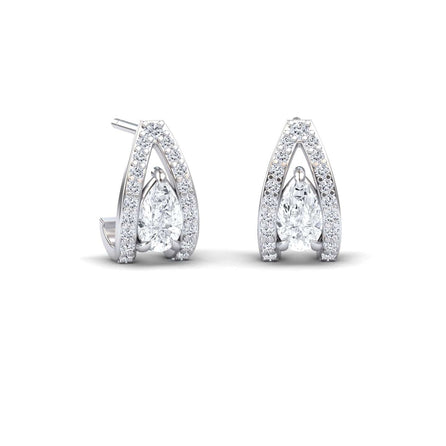 White Diamond Halo Huggie Earrings - Zahra