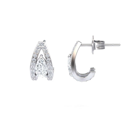 White Diamond Halo Huggie Earrings - Zahra