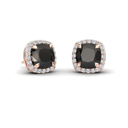 Black & White Diamond Halo Earrings - Callie