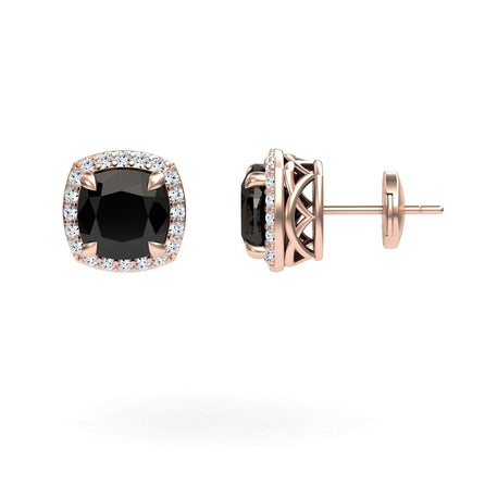 Black & White Diamond Halo Earrings - Callie