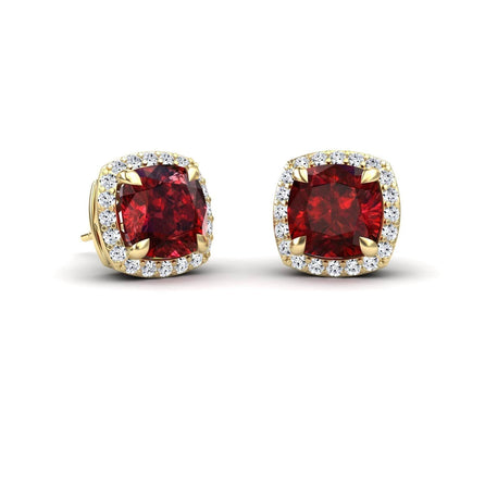 Lab Grown Ruby & Diamond Halo Earrings - Callie