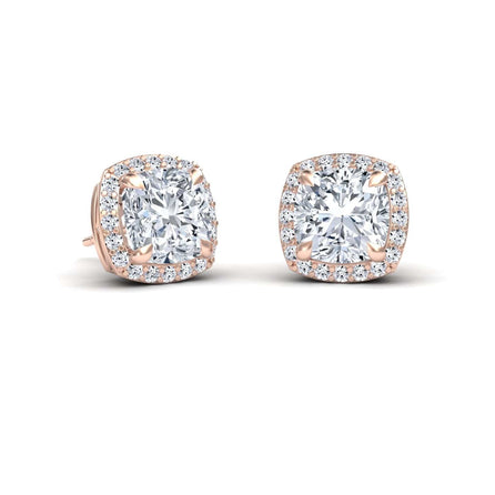 Moissanite & Diamond Halo Earrings - Callie