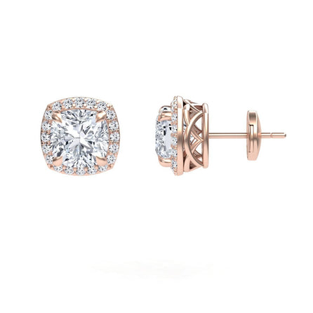 Moissanite & Diamond Halo Earrings - Callie