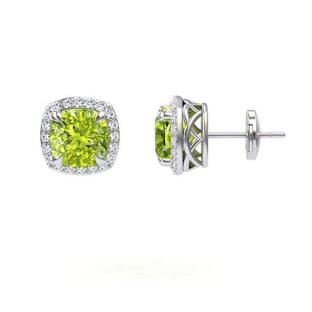 Peridot & Diamond Halo Earrings - Callie