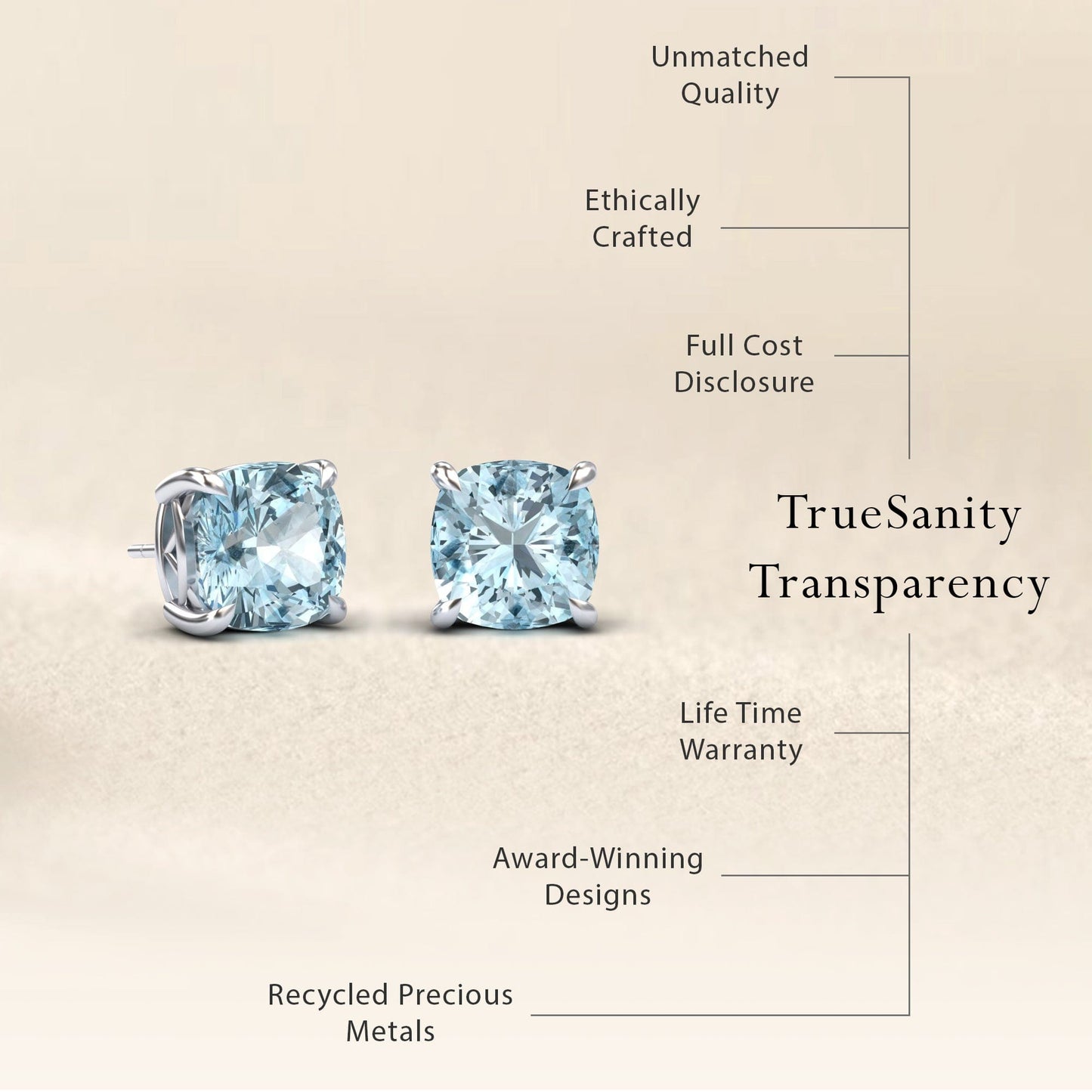 Aquamarine Stud Earrings - Deborah