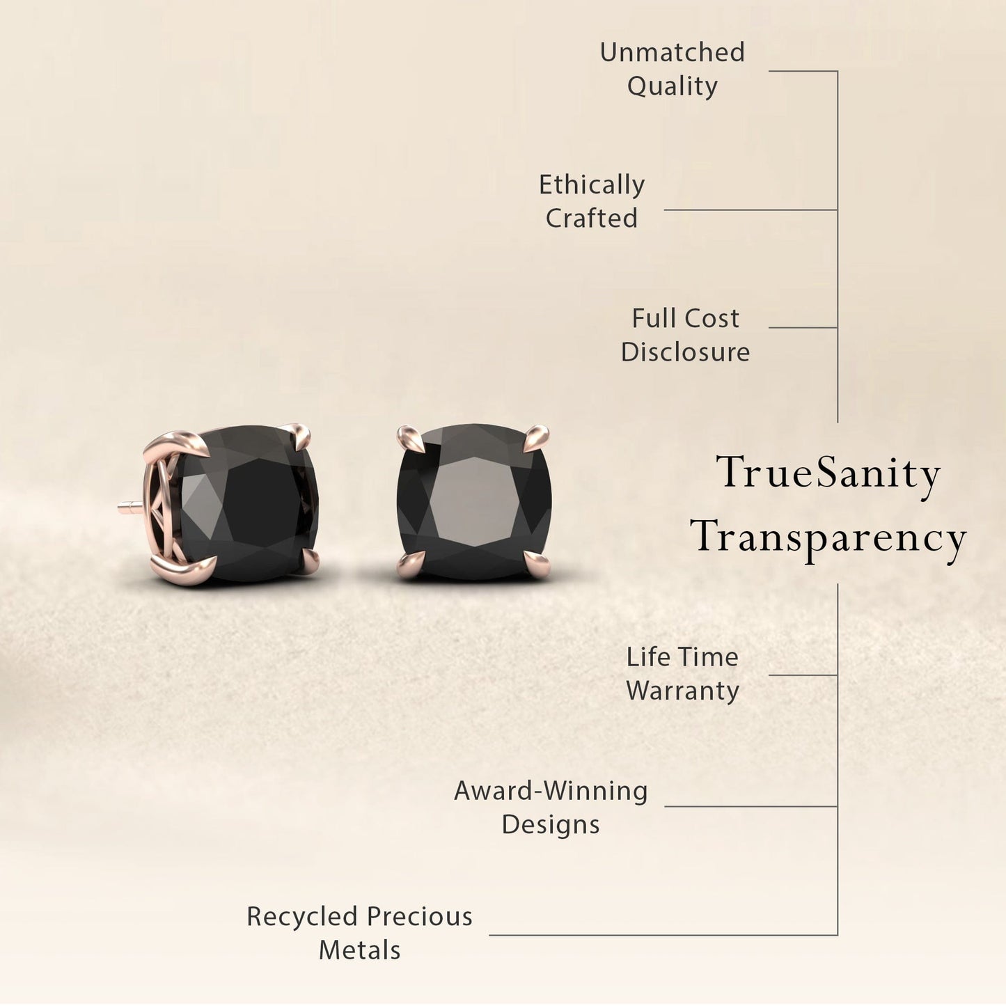 Black Diamond Stud Earrings - Deborah