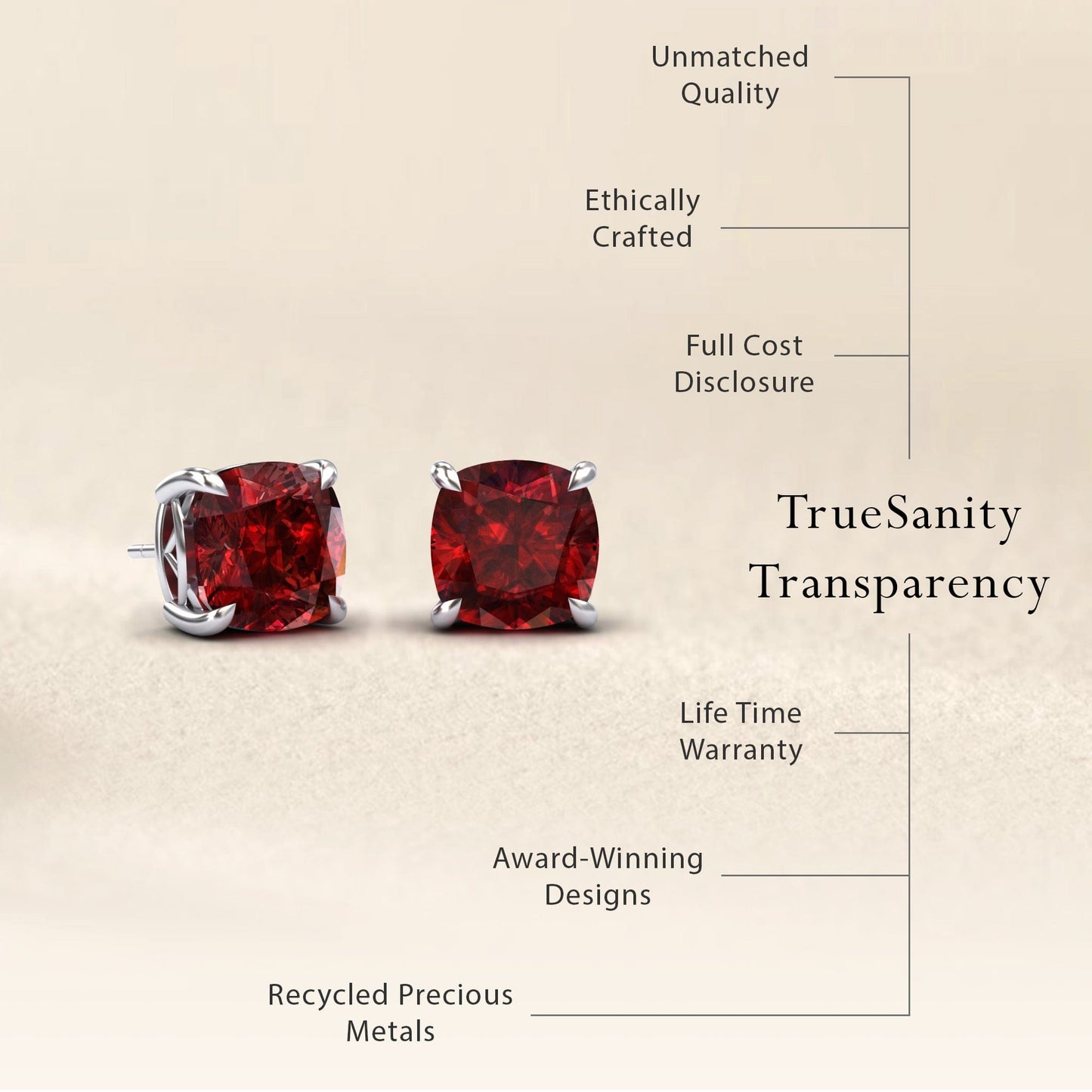 Lab Grown Ruby Stud Earrings - Deborah
