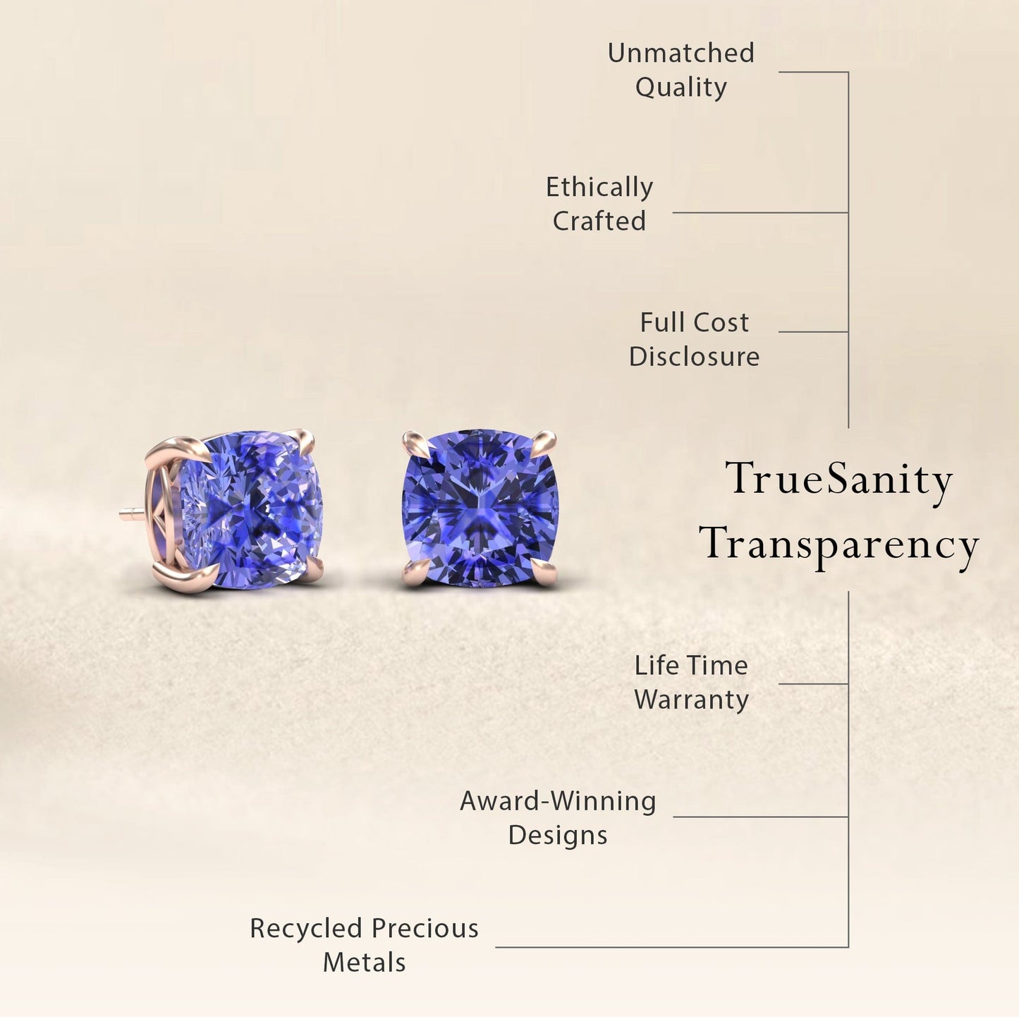 Tanzanite Stud Earrings - Deborah