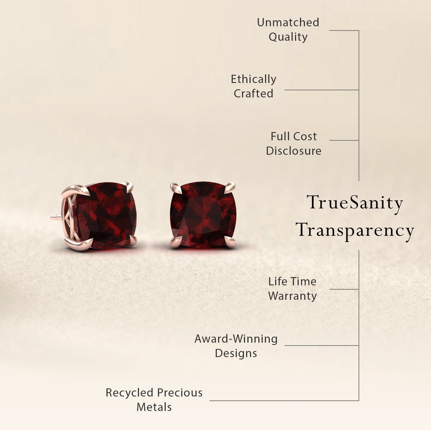 Garnet Stud Earrings - Deborah