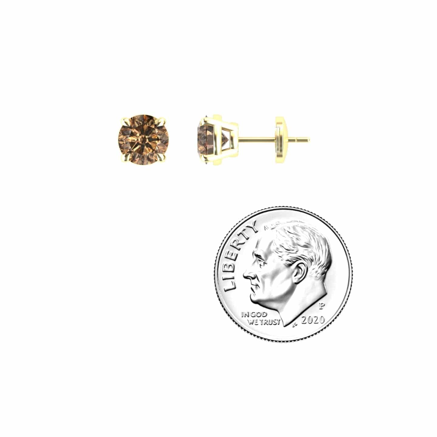 Brown Diamond Stud Earrings - Gauri