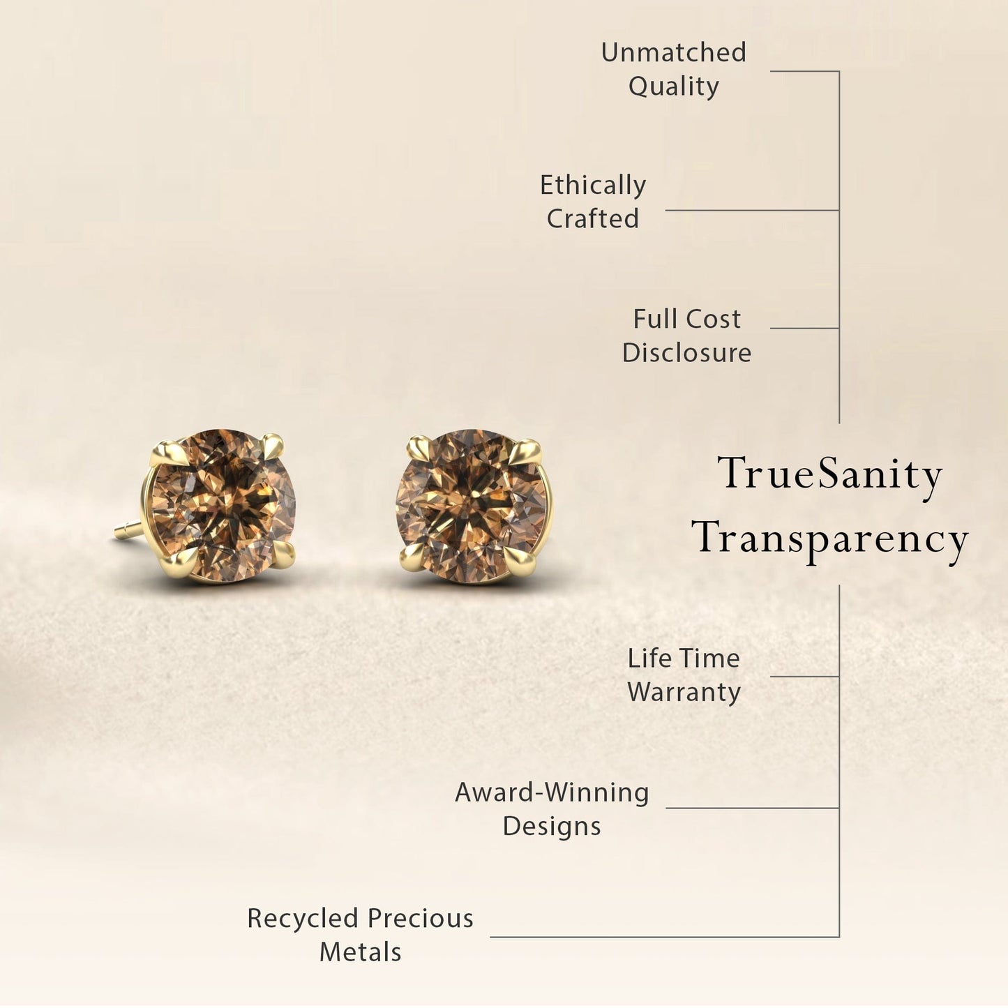 Brown Diamond Stud Earrings - Gauri