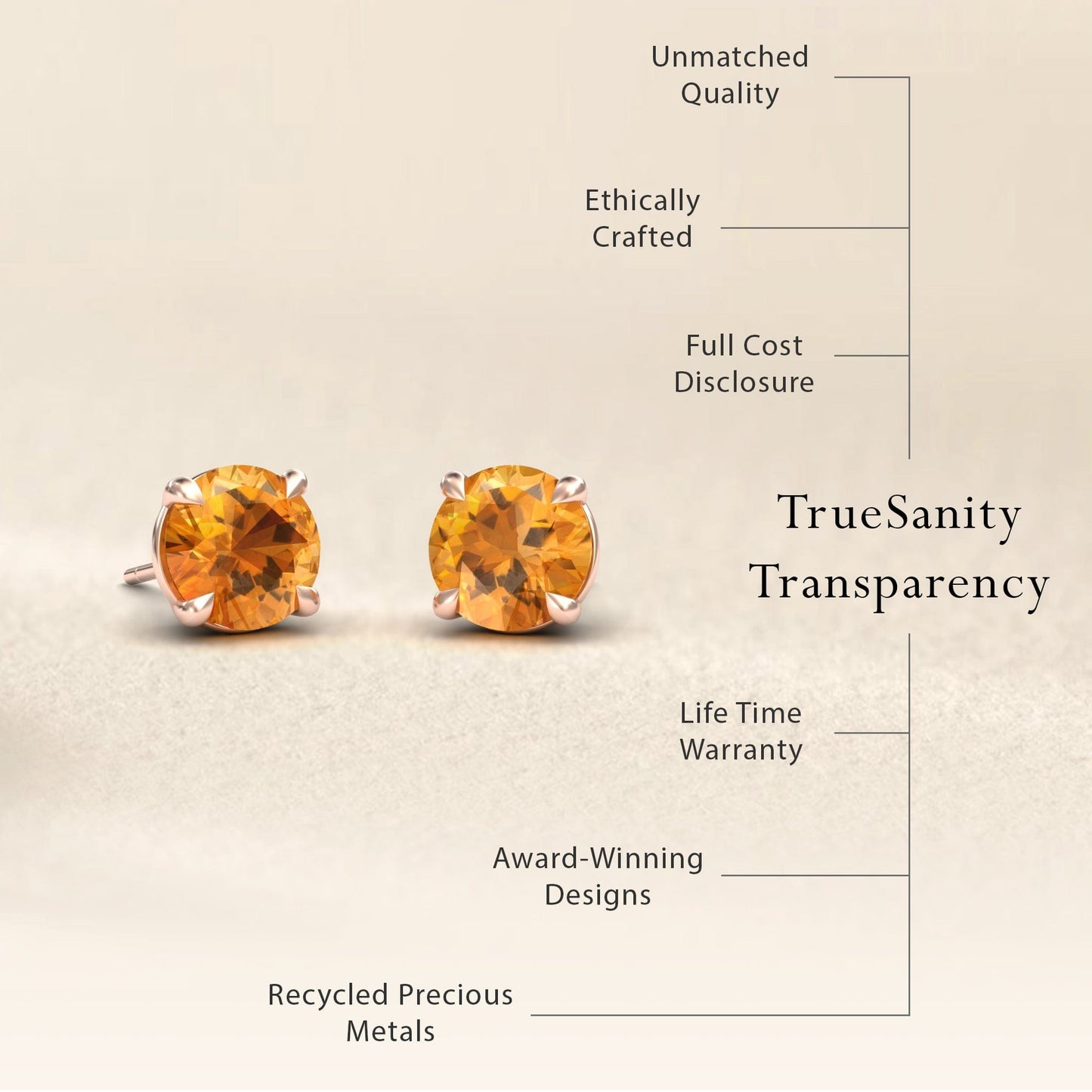 Citrine Stud Earrings - Gauri