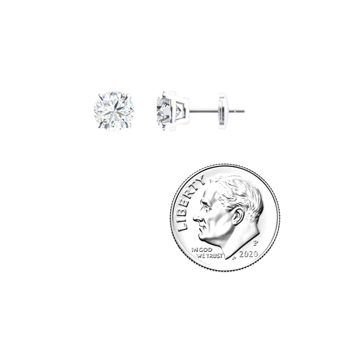 White Diamond Stud Earrings - Gauri