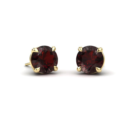 Garnet Solitaire Stud Earrings - Gauri