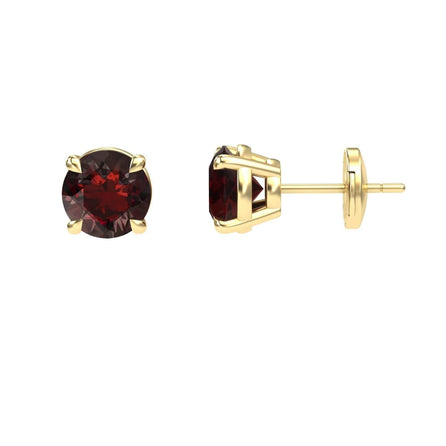 Garnet Solitaire Stud Earrings - Gauri