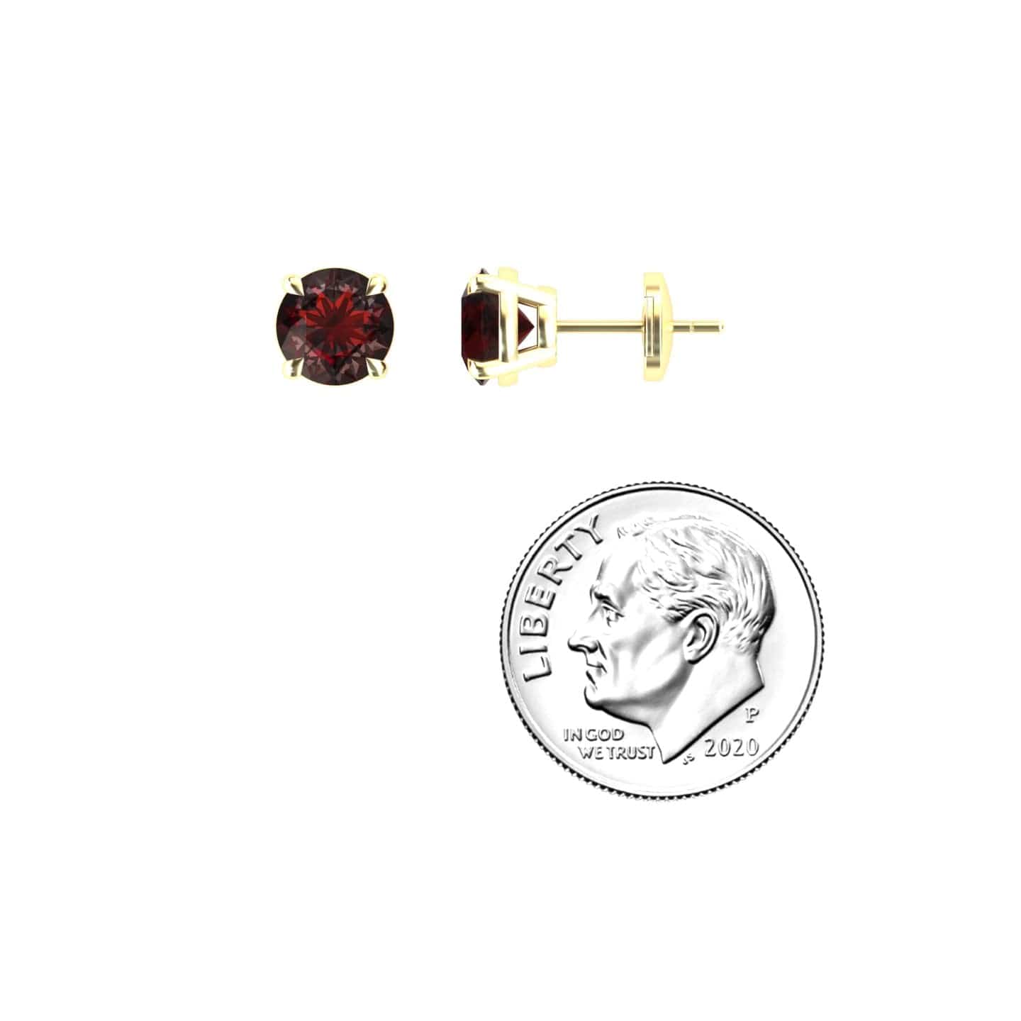 Garnet Solitaire Stud Earrings - Gauri