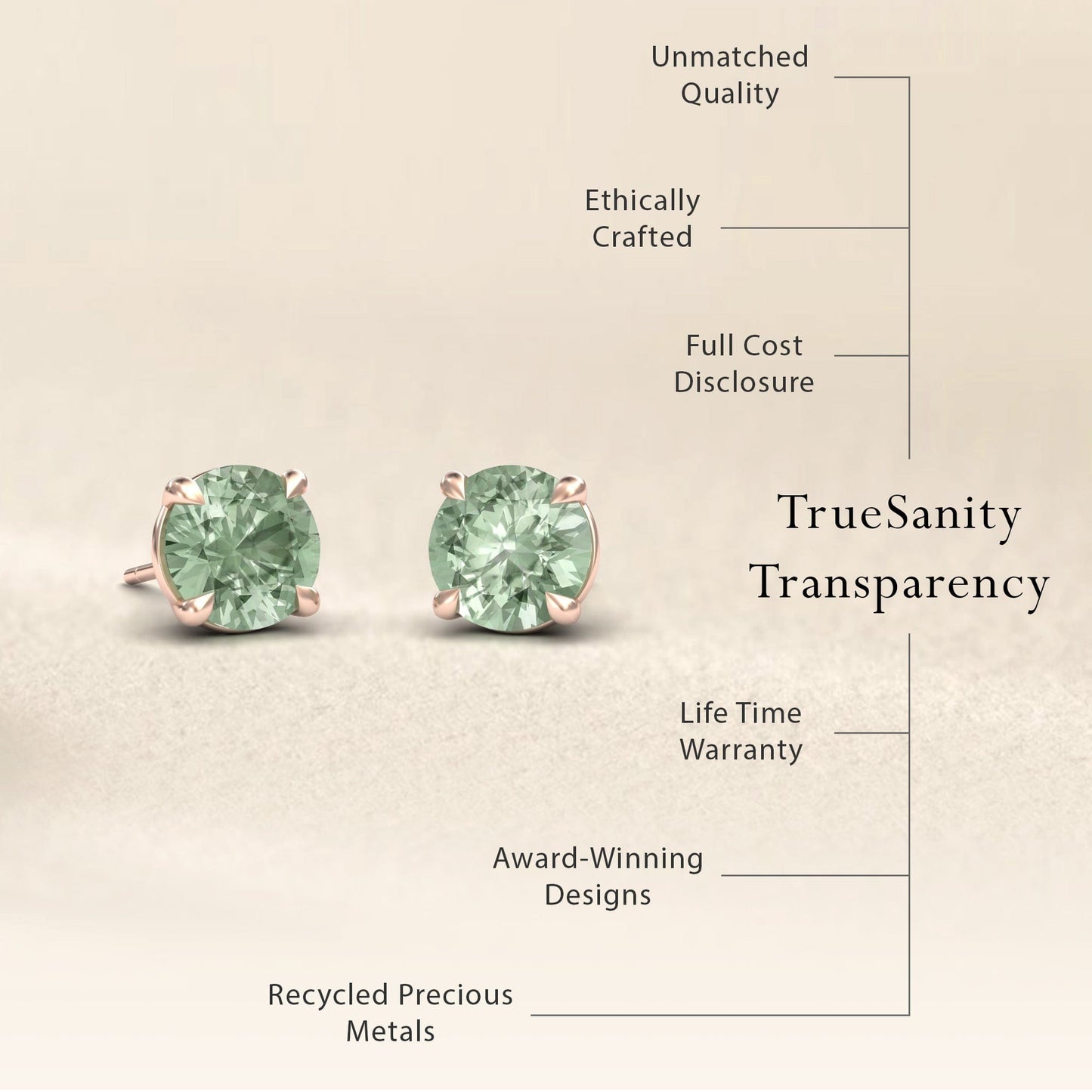 Green Amethyst Stud Earrings - Gauri