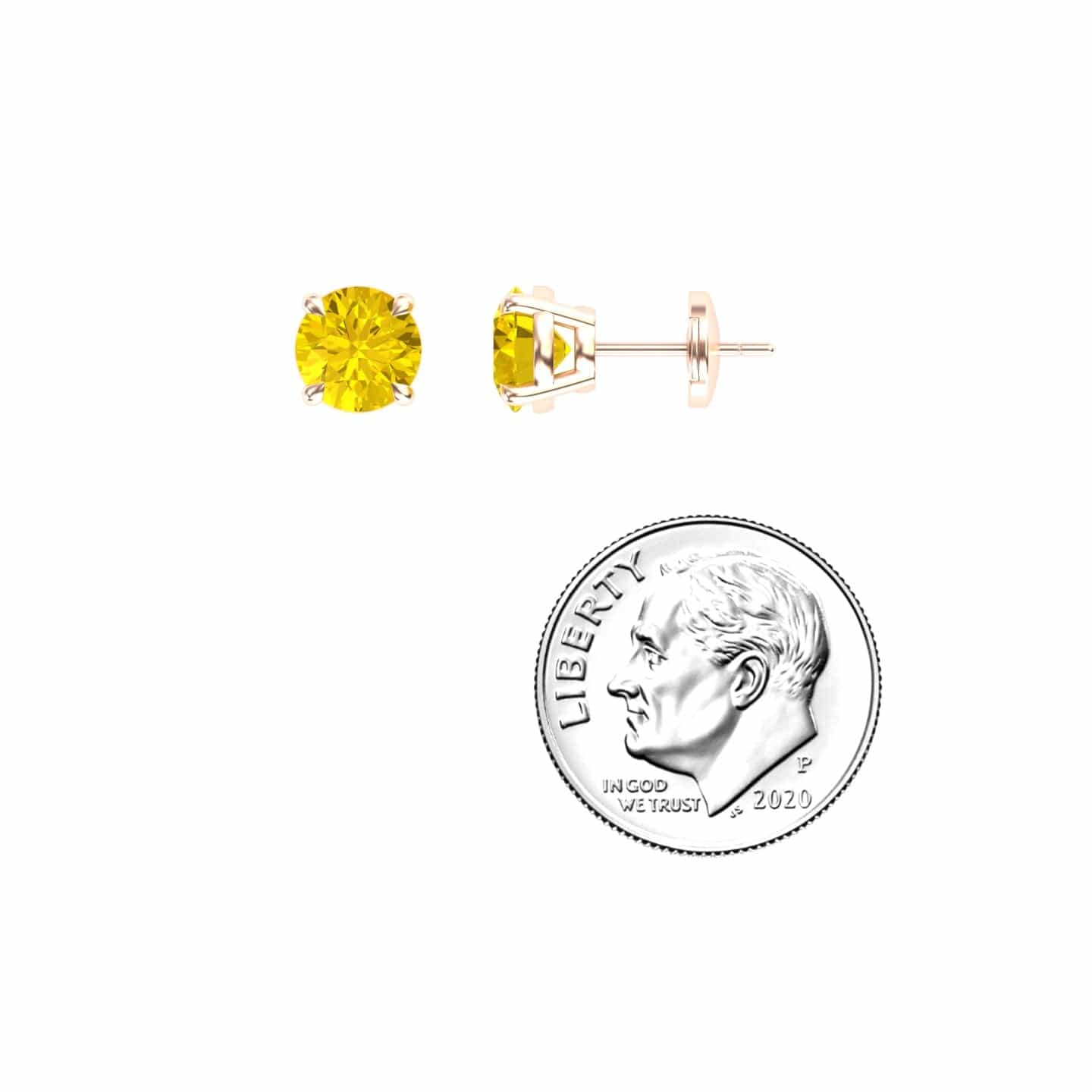 Lab Grown Yellow Sapphire Stud Earrings - Gauri
